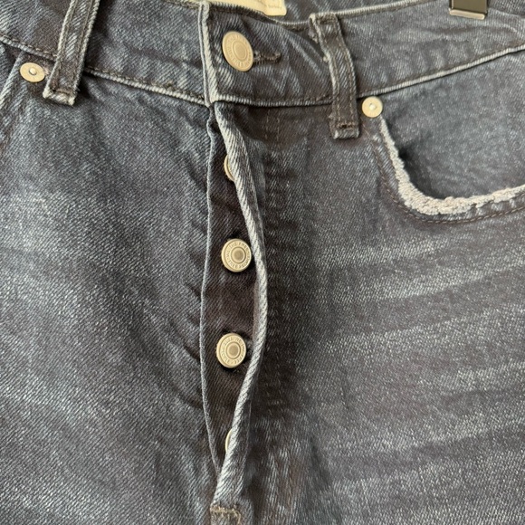 FREE PEOPLE WE THE FREE DISTRESSED, FRAYED HEM, BUTTON FLY SKINNY JEANS 28 - Picture 9 of 14